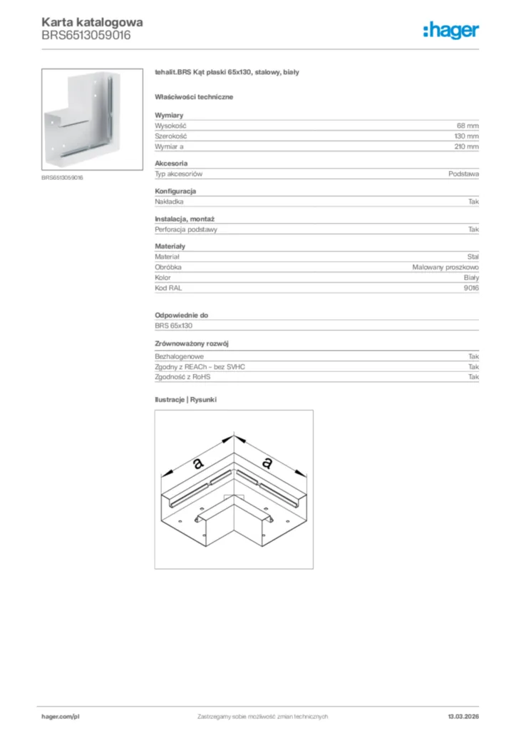 Zdjęcie Hager Karta katalogowa BRS6513059016 | Hager Polska