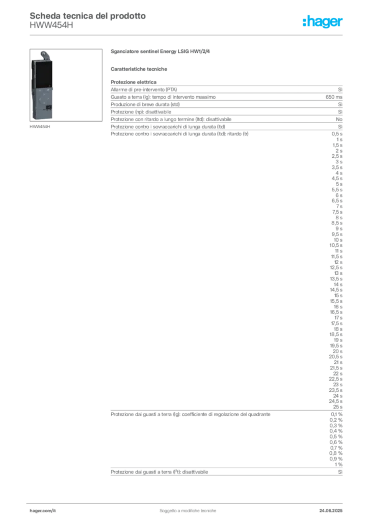 Immagine Hager Scheda tecnica del prodotto HWW454H | Hager Italia
