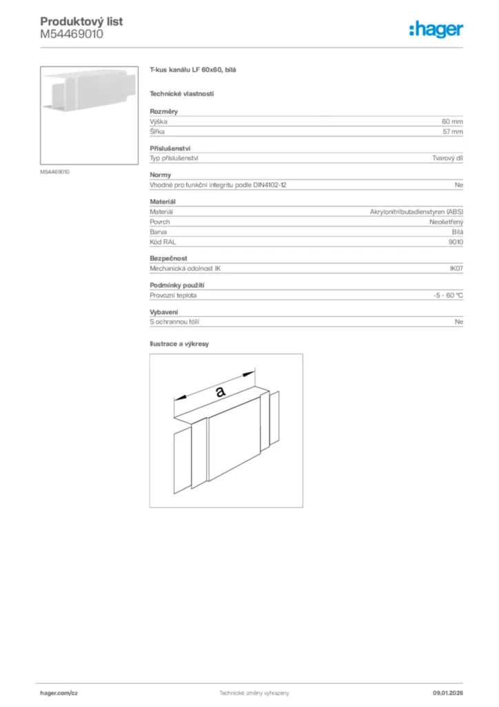 Obrázek Hager Product data sheet M54469010 | Hager