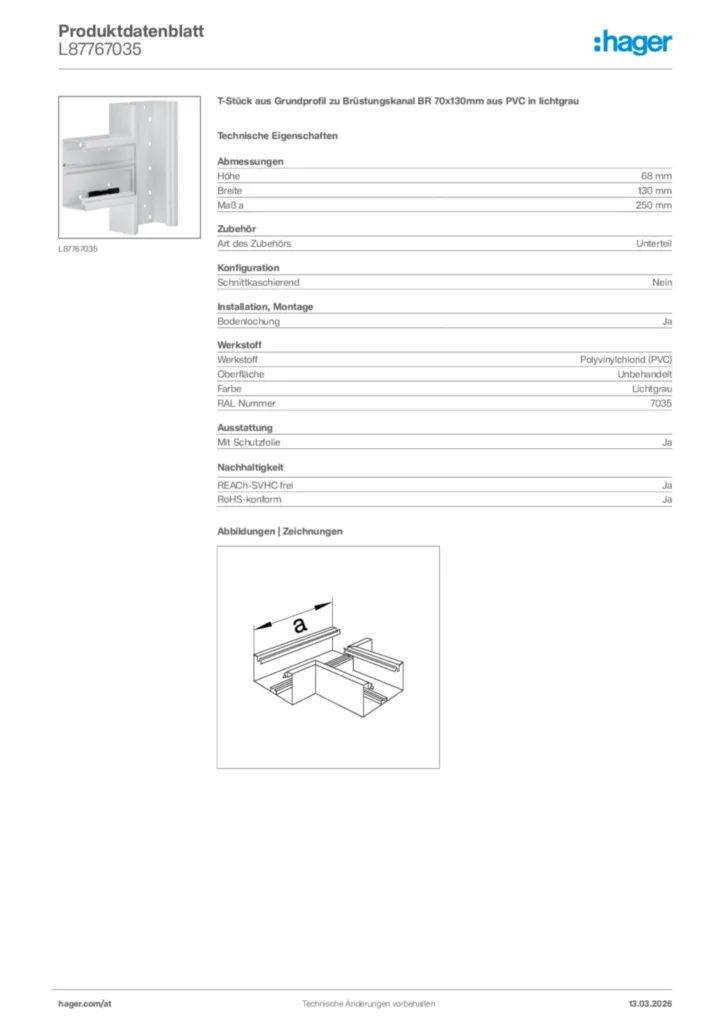 Bild Hager Produktdatenblatt L87767035 | Hager Deutschland