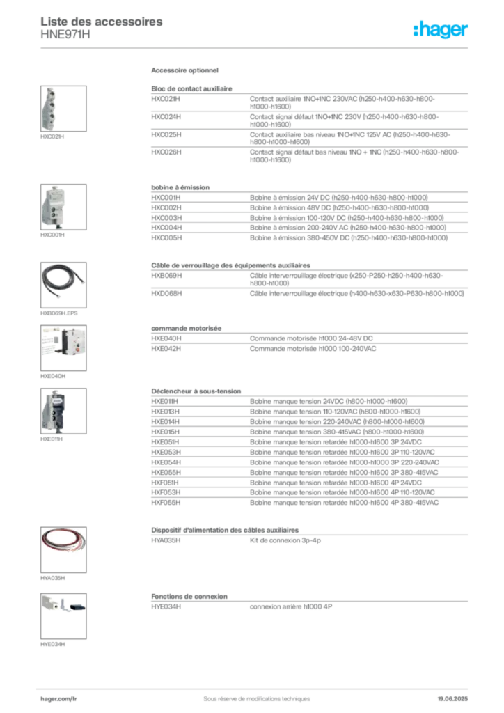 Image Hager Fiche technique du produit HNE971H | Hager France