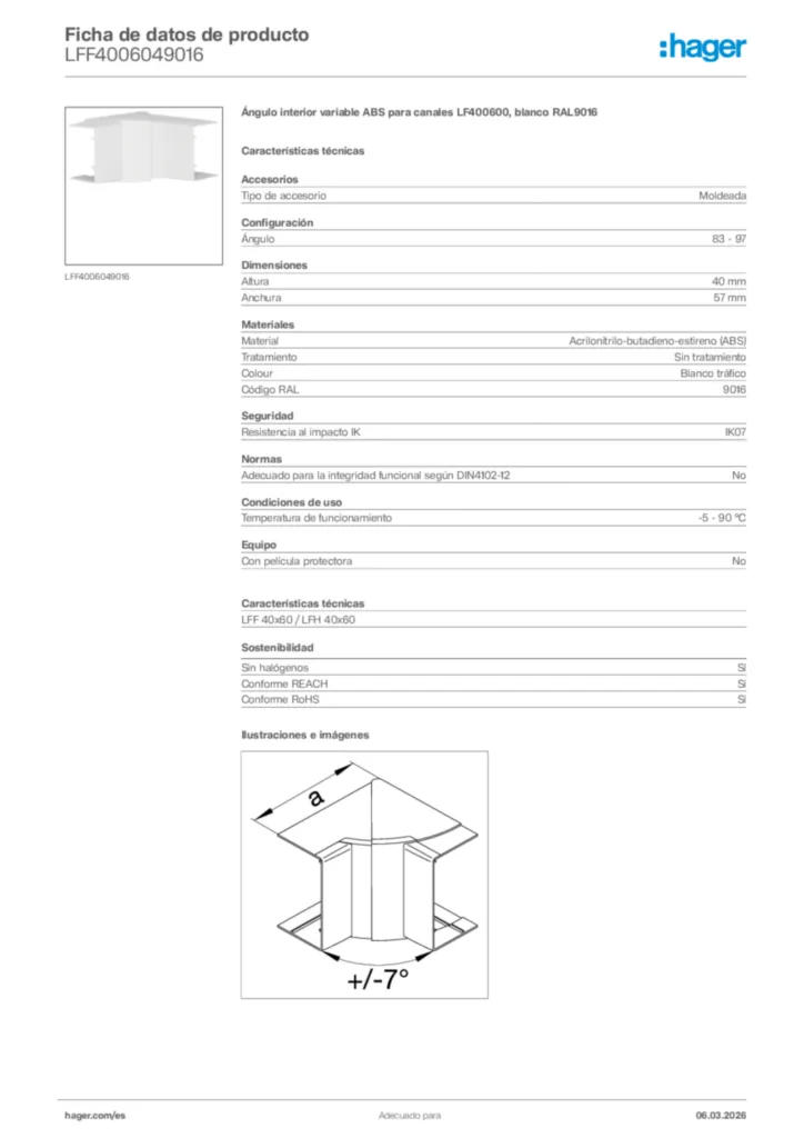 Imagen Hager Ficha de datos de producto LFF4006049016 | Hager España