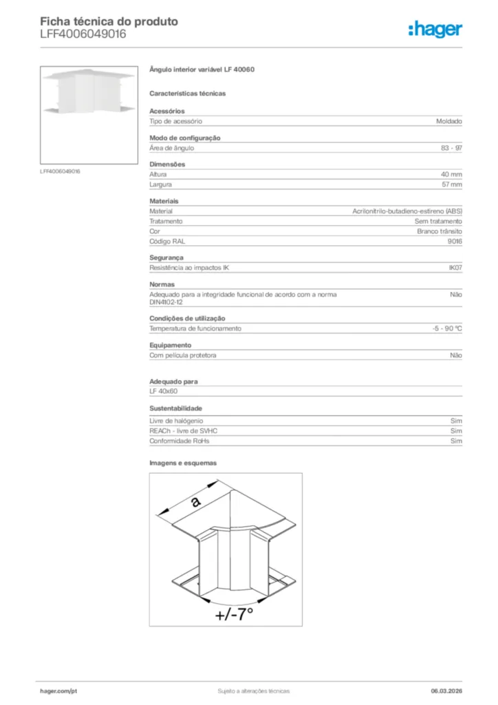 Imagem Hager Ficha técnica do produto LFF4006049016 | Hager Portugal