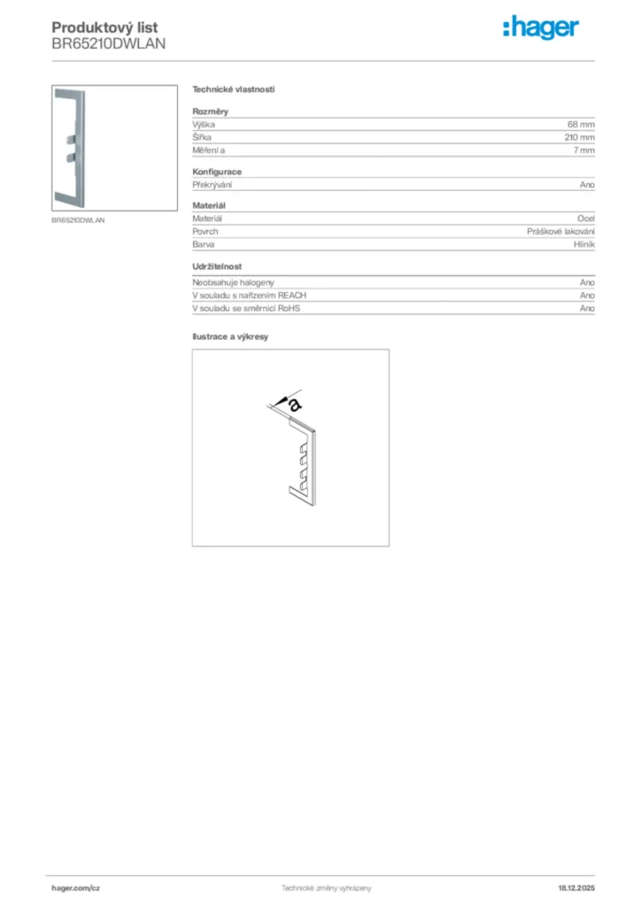 Obrázek Hager Produktový list BR65210DWLAN | Hager