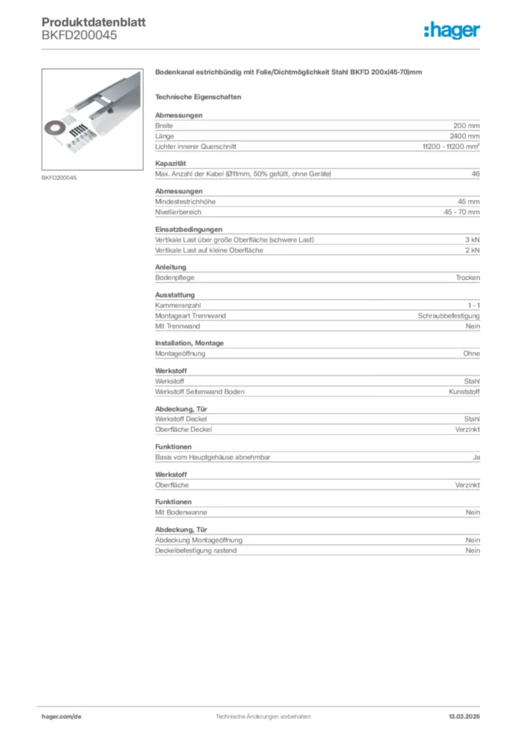 Bild Hager Produktdatenblatt BKFD200045 | Hager Deutschland