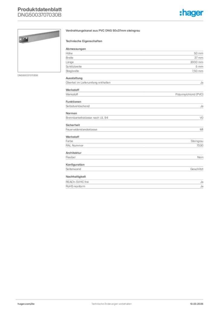 Bild Hager Produktdatenblatt DNG5003707030B | Hager Deutschland