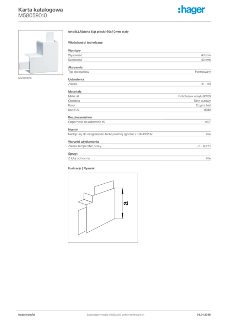 Zdjęcie Hager Karta katalogowa M58059010 | Hager Polska