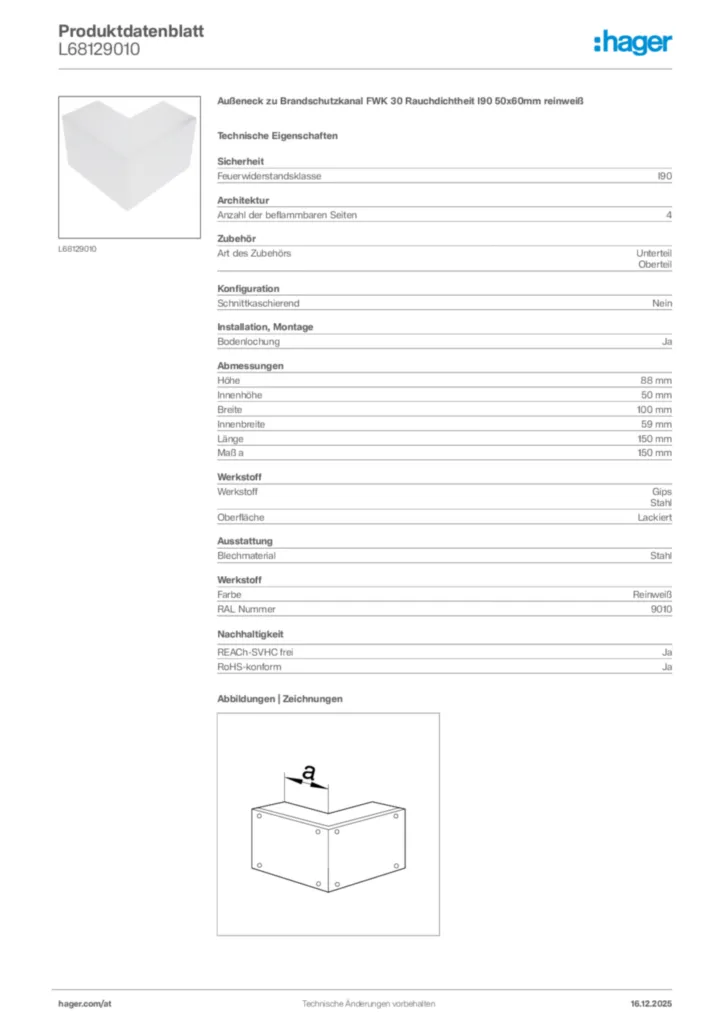 Bild Hager Produktdatenblatt L68129010 | Hager Deutschland
