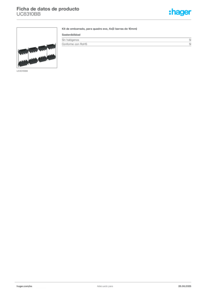 Imagen Hager Ficha de datos de producto UC8310BB | Hager España