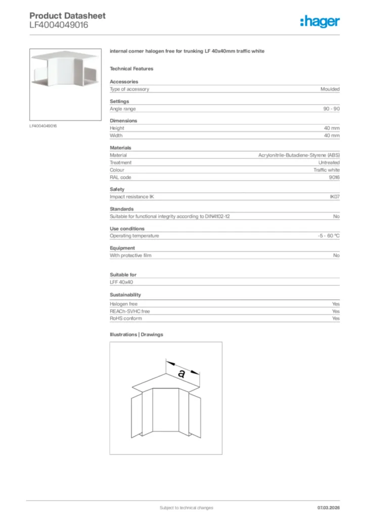 Image Hager Product data sheet LF4004049016  | Hager Africa