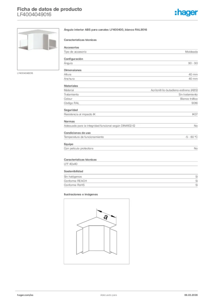Imagen Hager Ficha de datos de producto LF4004049016 | Hager España