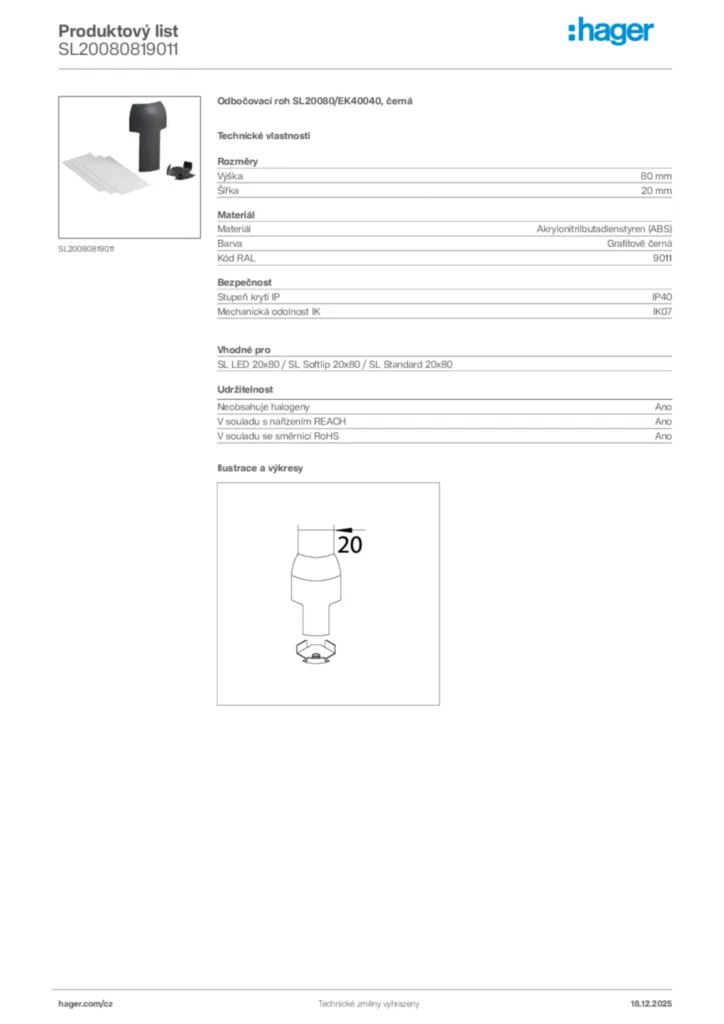 Obrázek Hager Produktový list SL20080819011 | Hager