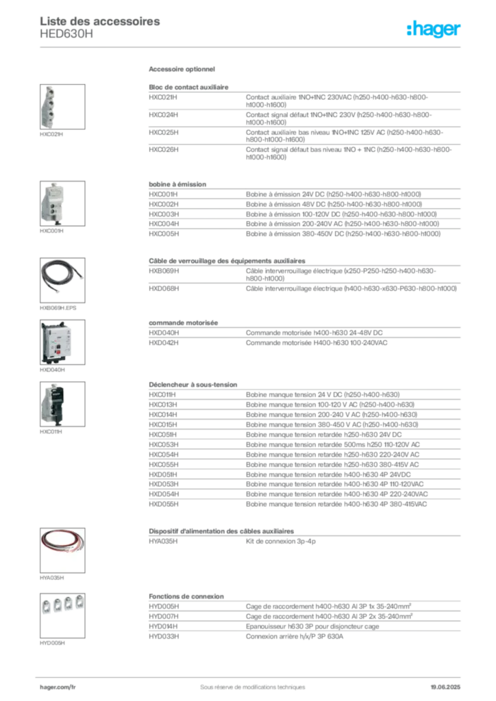 Image Hager Fiche technique du produit HED630H | Hager France