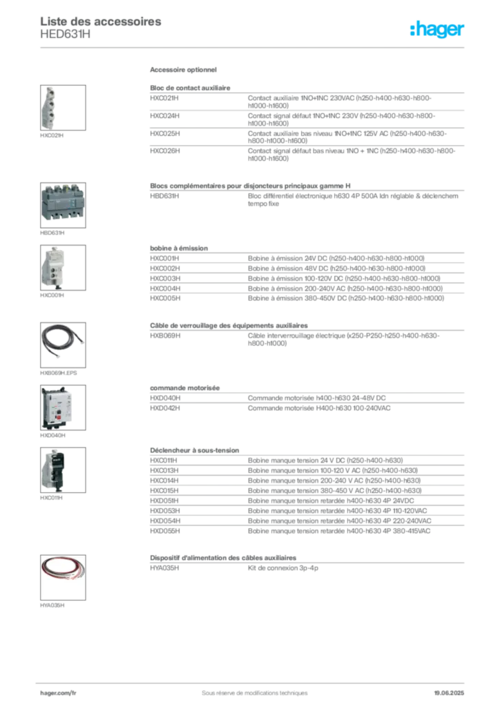 Image Hager Fiche technique du produit HED631H | Hager France