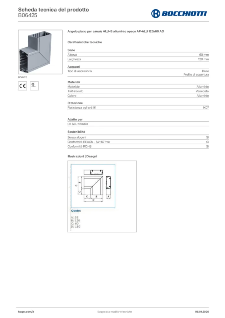 Immagine Bocchiotti Scheda tecnica del prodotto B06425 | Hager Italia