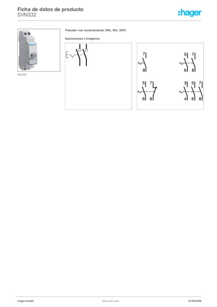Imagen Hager Ficha de datos de producto SVN332 | Hager España