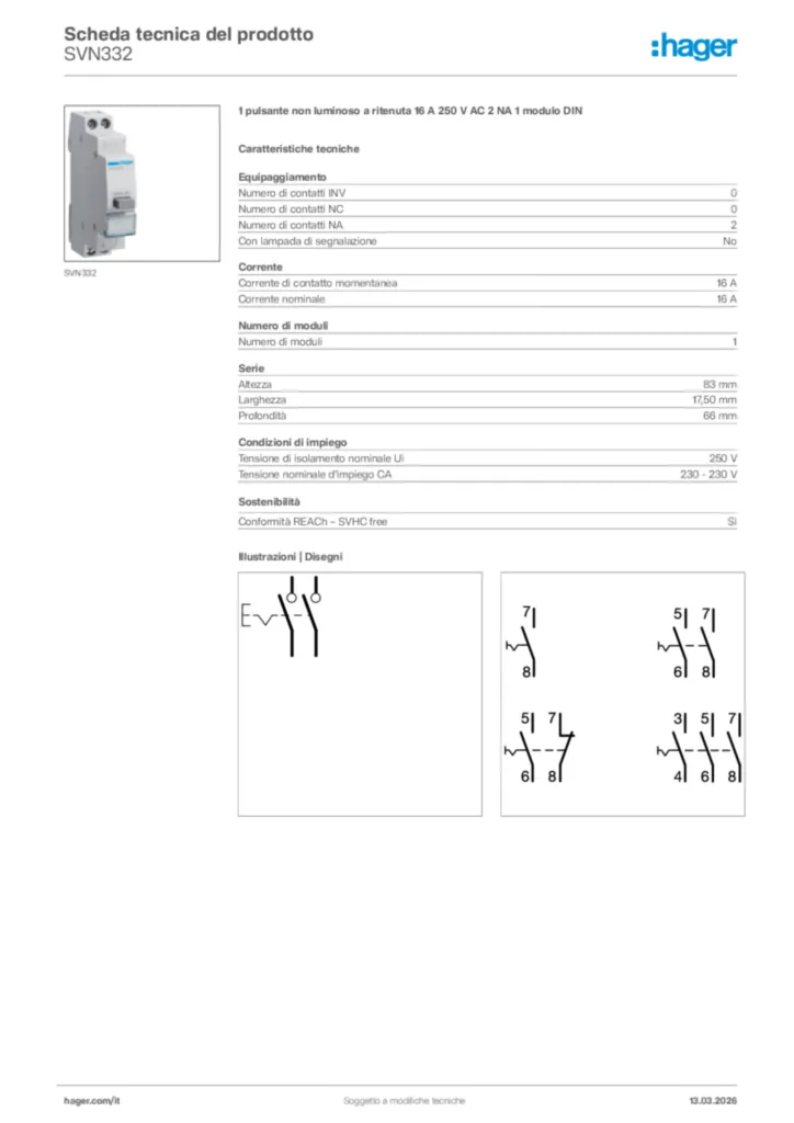 Immagine Hager Scheda tecnica del prodotto SVN332 | Hager Italia