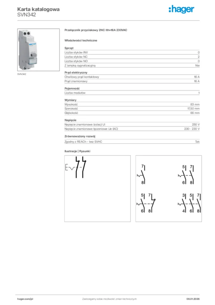 Zdjęcie Hager Karta katalogowa SVN342 | Hager Polska