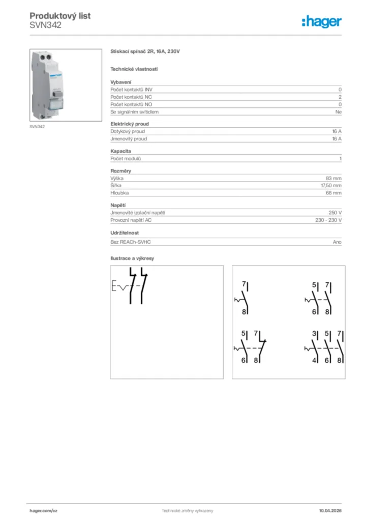 Obrázek Hager Product data sheet SVN342 | Hager