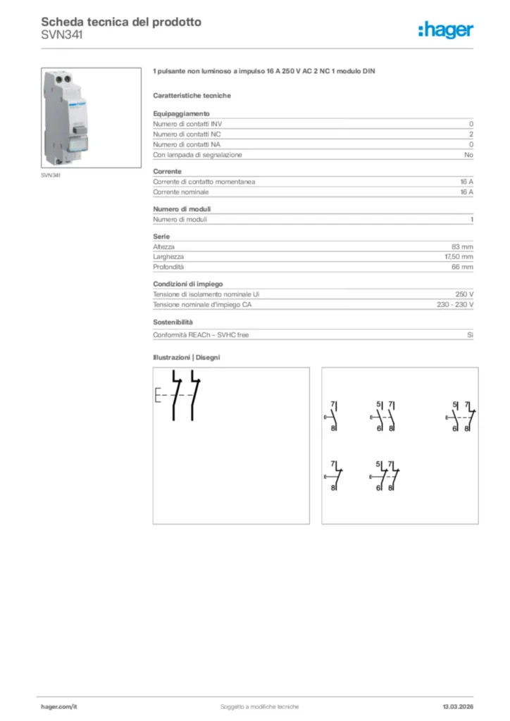 Immagine Hager Scheda tecnica del prodotto SVN341 | Hager Italia