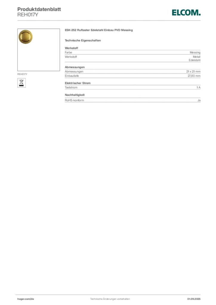Elcom Produktdatenblatt REH017Y