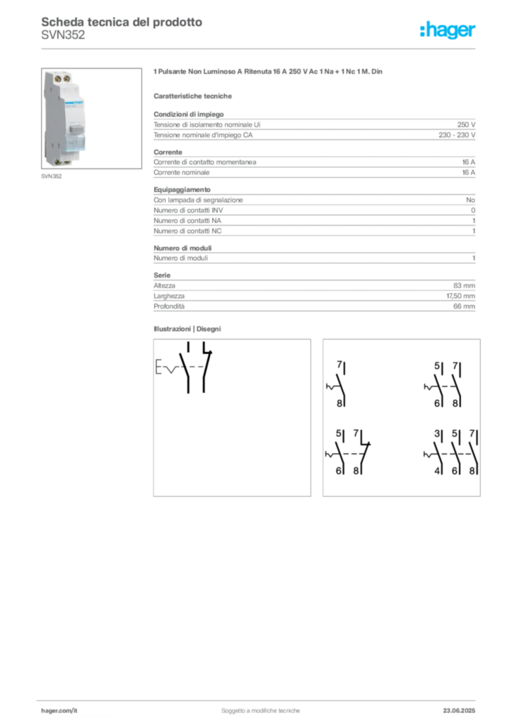 Immagine Hager Scheda tecnica del prodotto SVN352 | Hager Italia