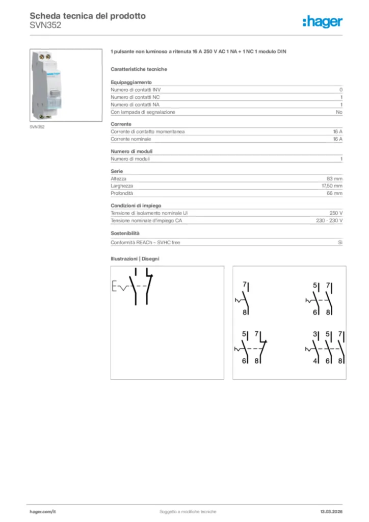 Immagine Hager Scheda tecnica del prodotto SVN352 | Hager Italia