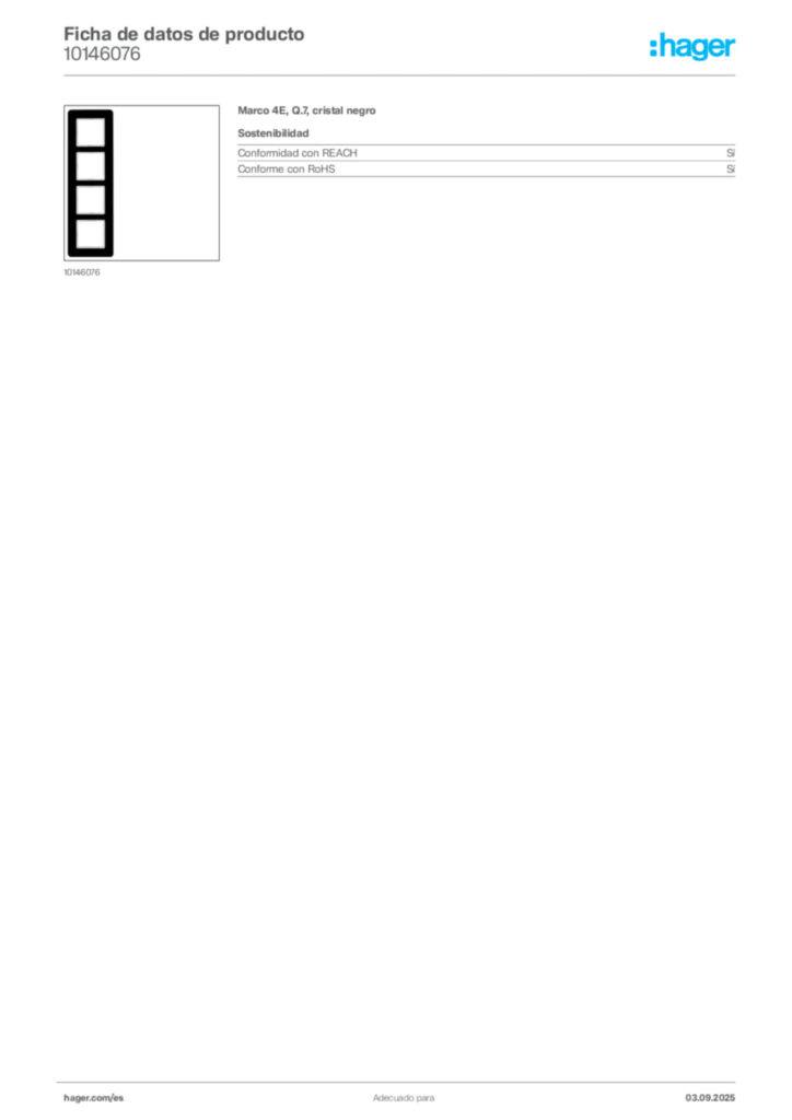 Imagen Hager Ficha de datos de producto 10146076 | Hager España
