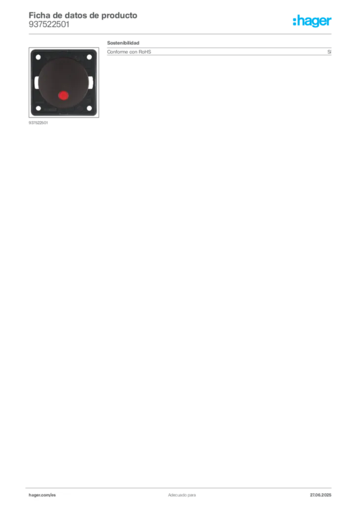 Imagen Hager Ficha de datos de producto 937522501 | Hager España