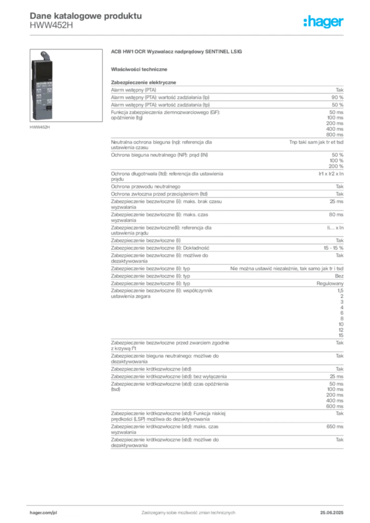 Zdjęcie Hager Karta katalogowa HWW452H | Hager Polska
