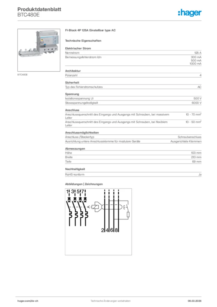 Bild Hager Produktdatenblatt BTC480E | Hager Schweiz