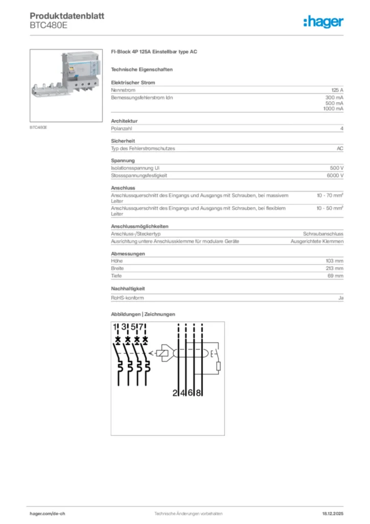 Bild Hager Produktdatenblatt BTC480E | Hager Schweiz