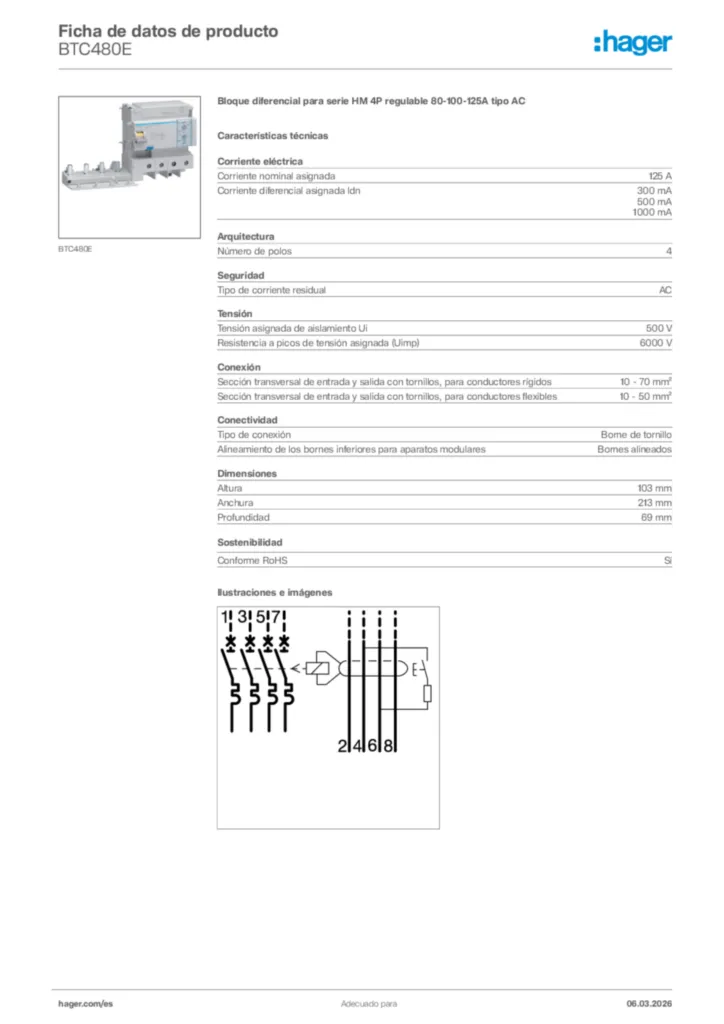 Imagen Hager Ficha de datos de producto BTC480E | Hager España