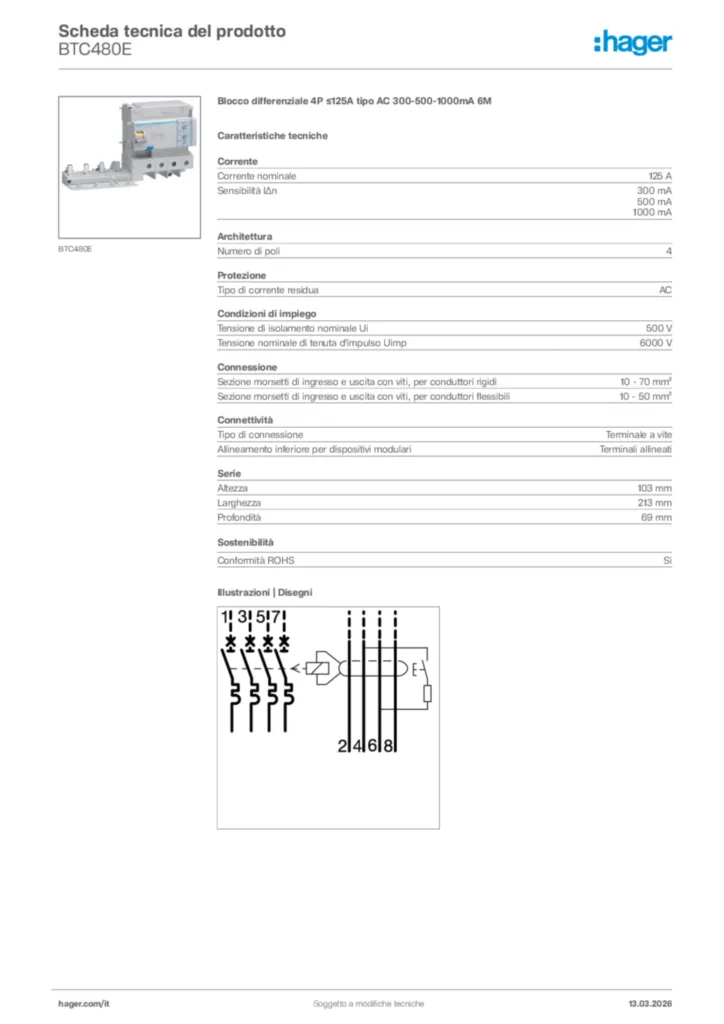 Immagine Hager Scheda tecnica del prodotto BTC480E | Hager Italia