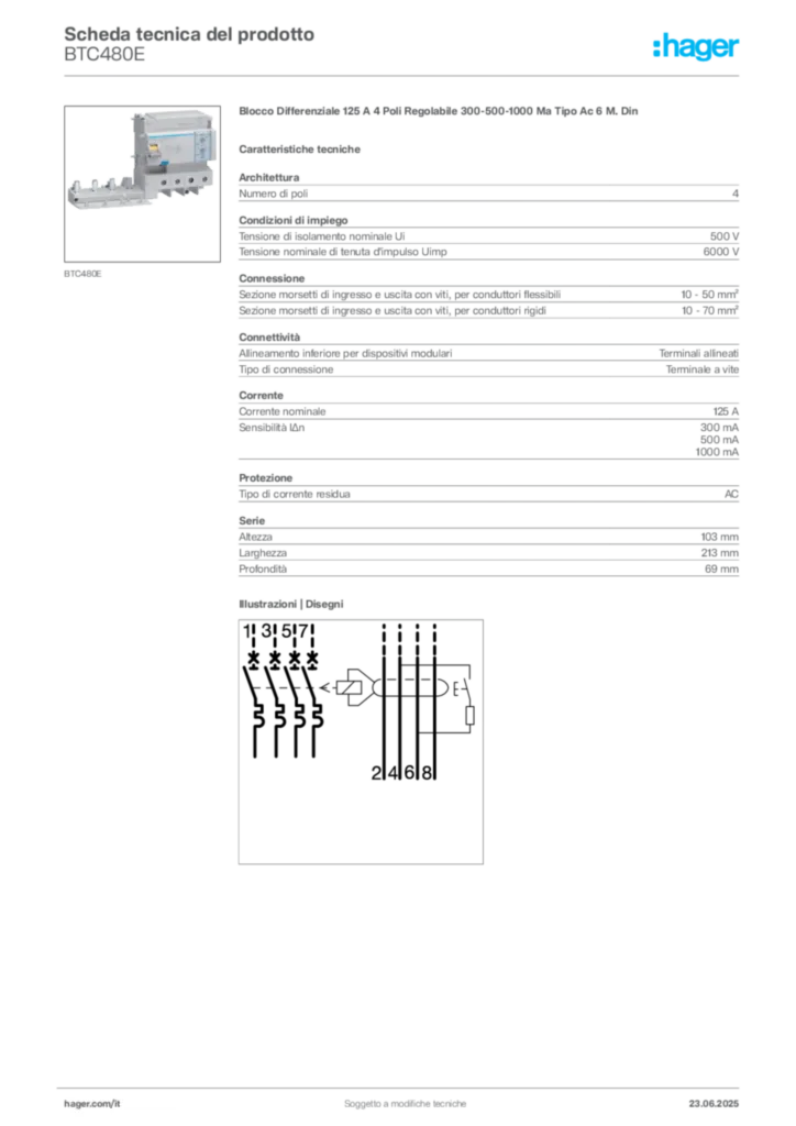 Immagine Hager Scheda tecnica del prodotto BTC480E | Hager Italia