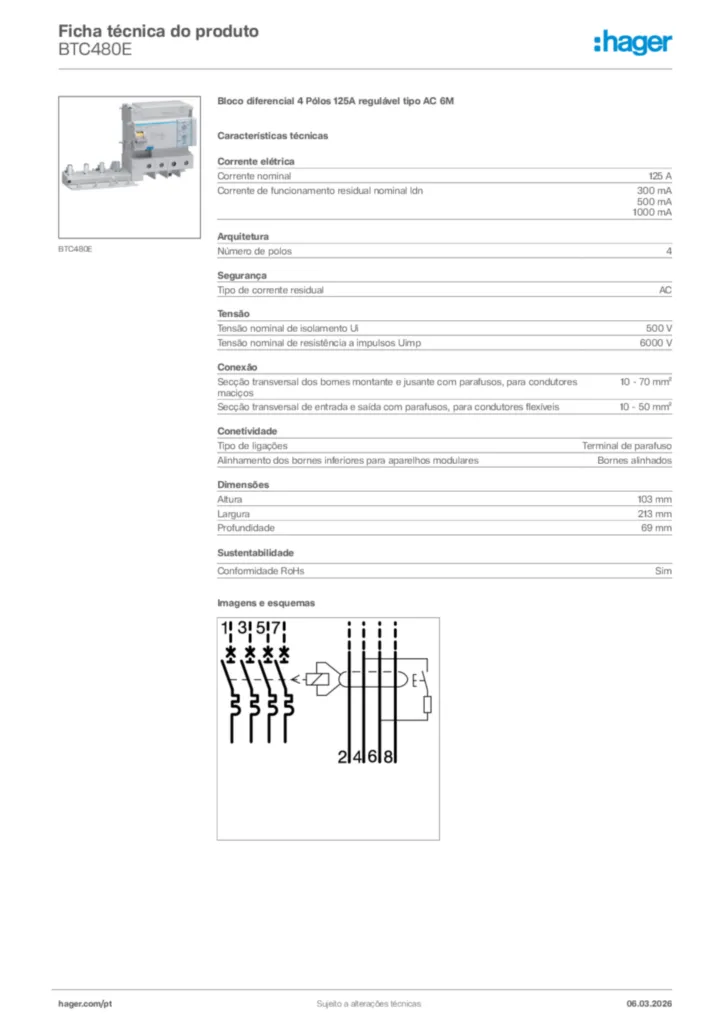 Imagem Hager Ficha técnica do produto BTC480E | Hager Portugal