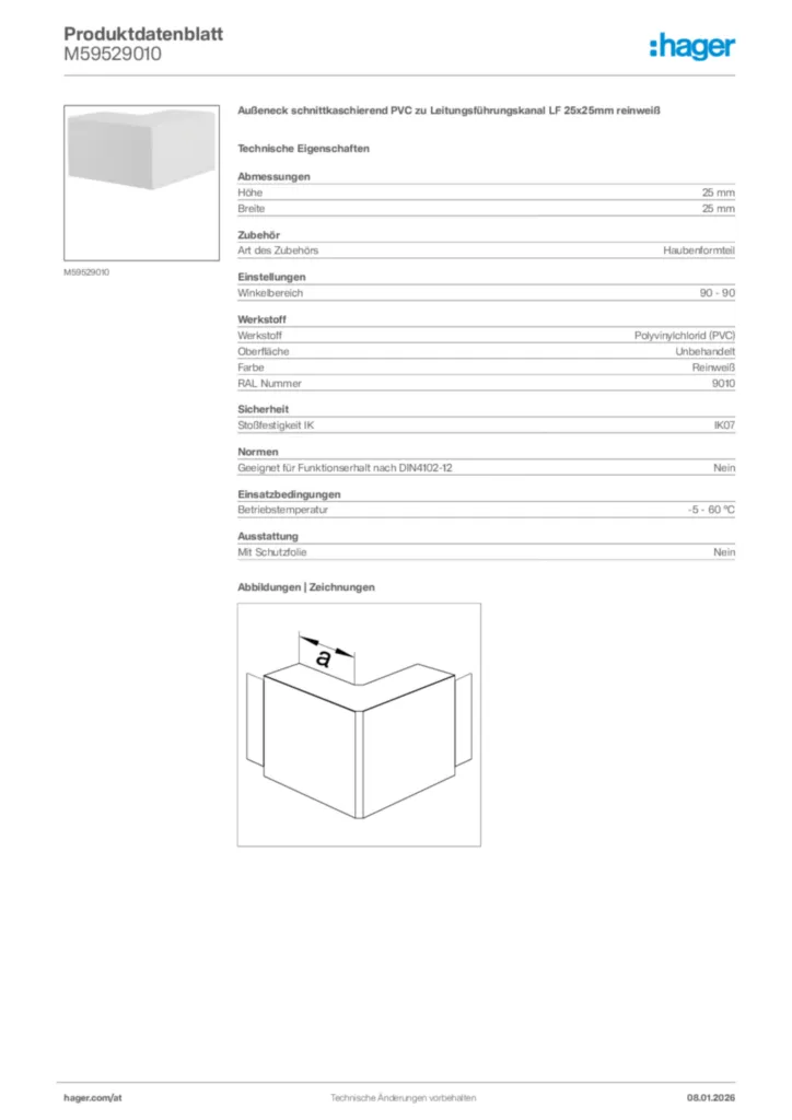 Bild Hager Produktdatenblatt M59529010 | Hager Deutschland