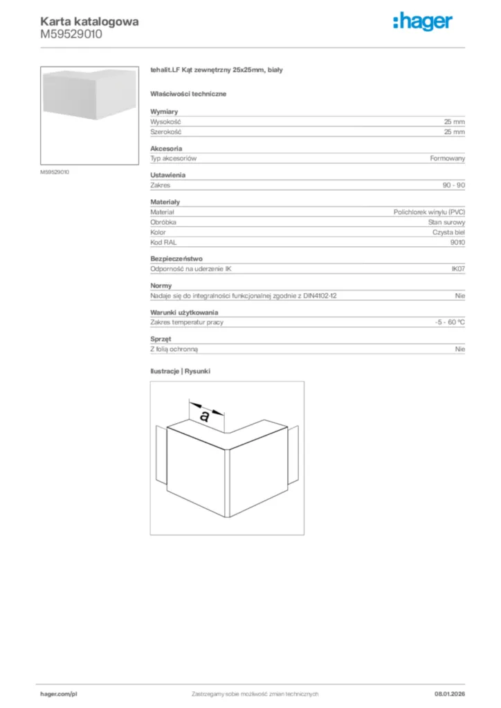Zdjęcie Hager Karta katalogowa M59529010 | Hager Polska