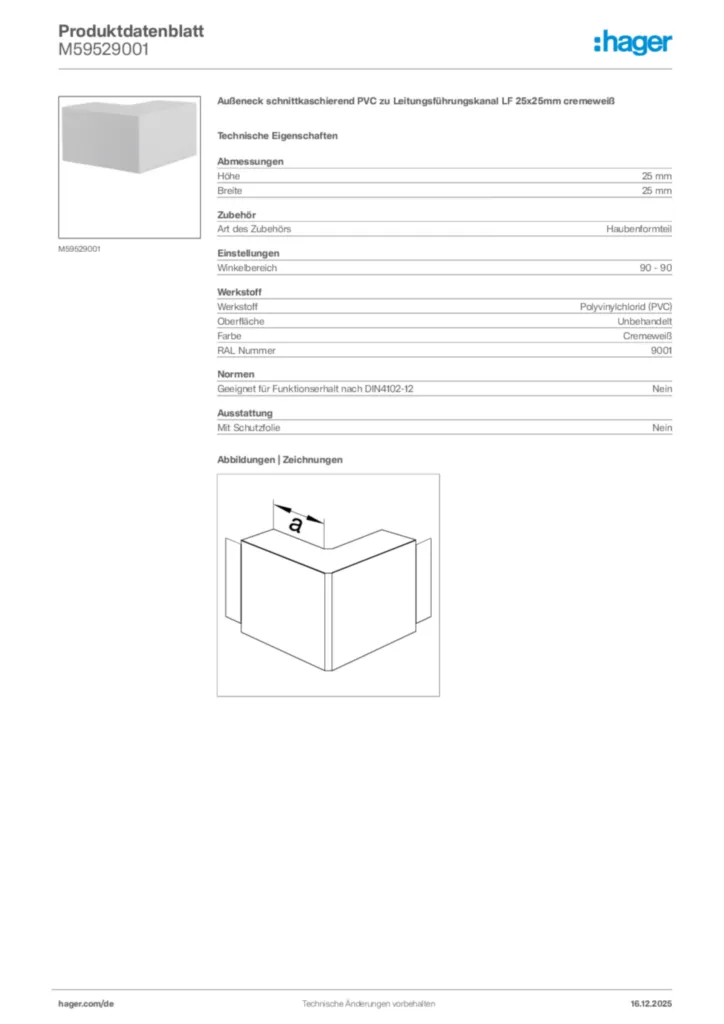 Bild Hager Produktdatenblatt M59529001 | Hager Deutschland