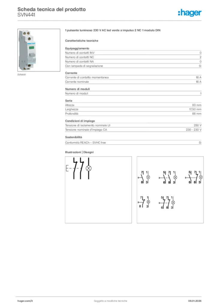 Immagine Hager Scheda tecnica del prodotto SVN441 | Hager Italia
