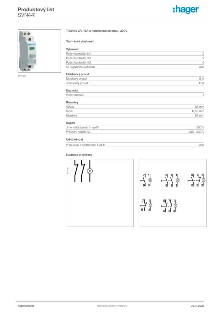 Obrázek Hager Product data sheet SVN441 | Hager