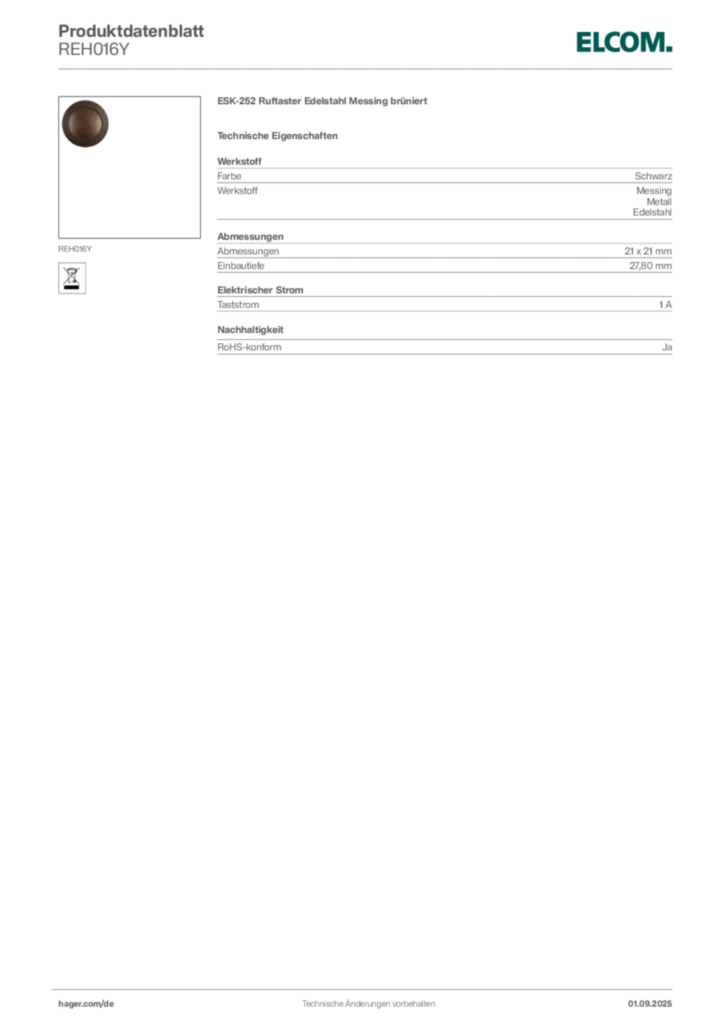 Elcom Produktdatenblatt REH016Y