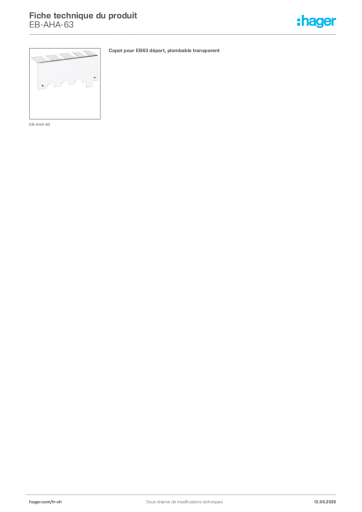 Image Hager Fiche technique du produit EB-AHA-63 | Hager Suisse
