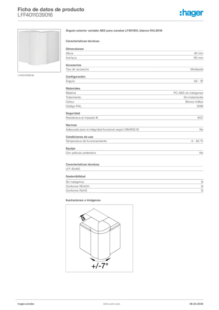 Imagen Hager Ficha de datos de producto LFF4011039016 | Hager España