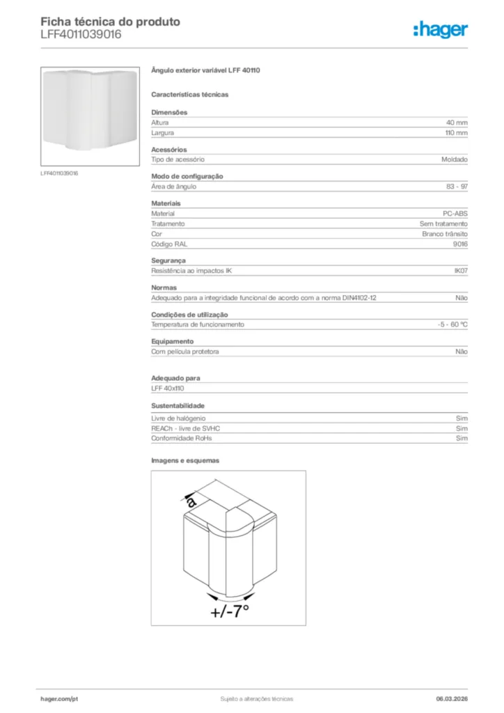 Imagem Hager Ficha técnica do produto LFF4011039016 | Hager Portugal