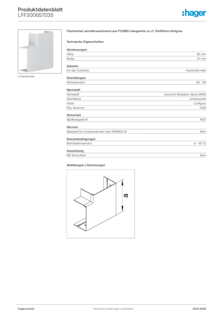 Bild Hager Produktdatenblatt LFF300657035 | Hager Deutschland
