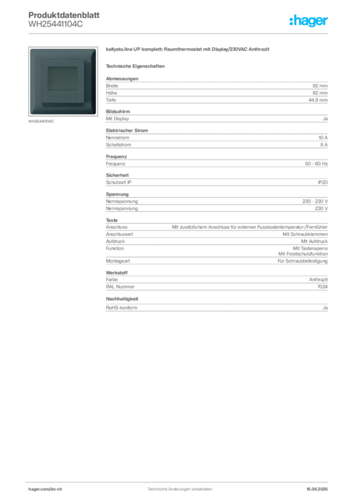 Bild Hager Produktdatenblatt WH25441104C | Hager Schweiz