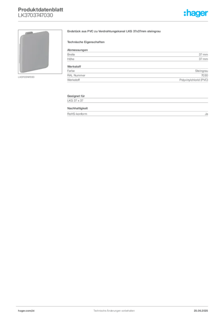 Bild Hager Produktdatenblatt LK3703747030 | Hager Deutschland