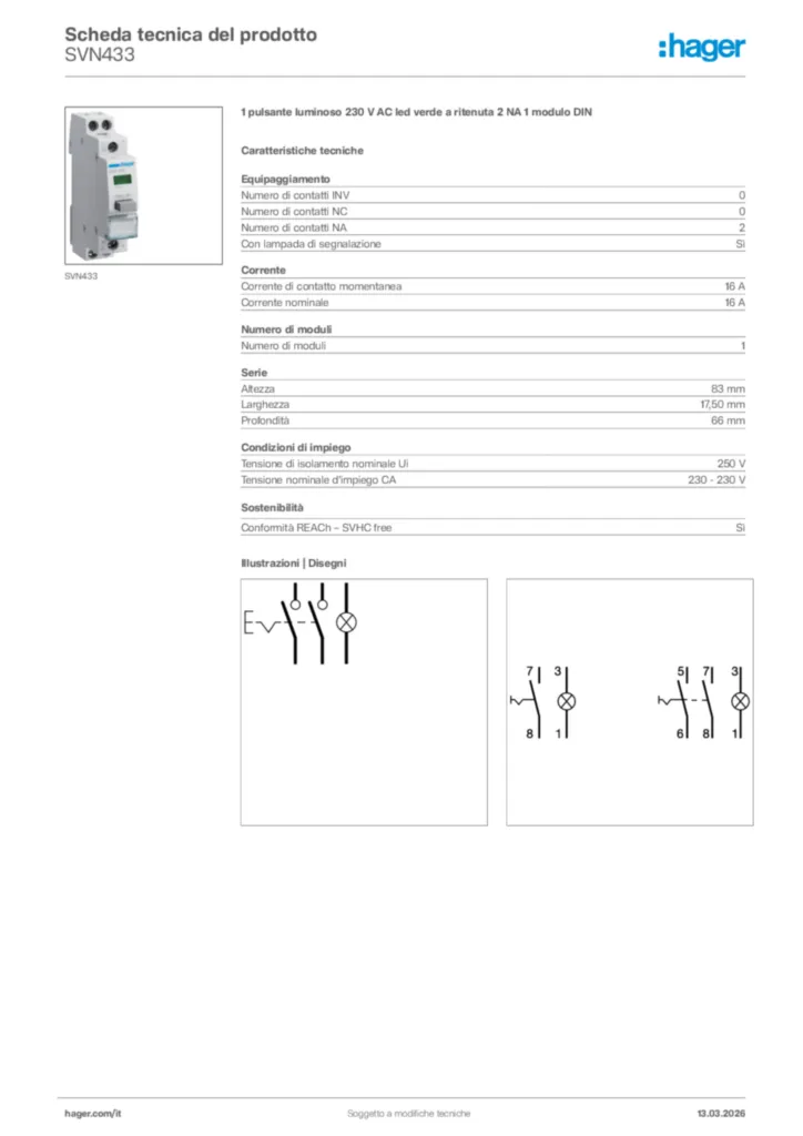 Immagine Hager Scheda tecnica del prodotto SVN433 | Hager Italia