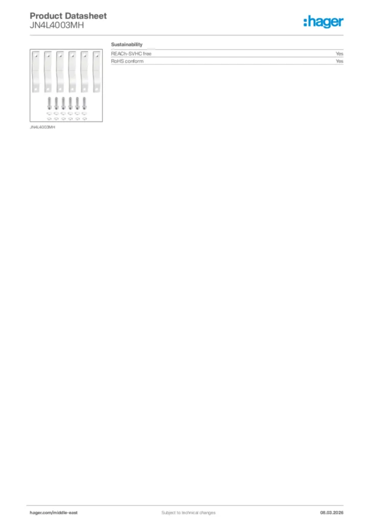 Image Hager Product data sheet JN4L4003MH  | Hager